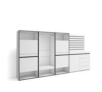 Skraut Home | Meuble à Chaussures | Meuble Rangement Chaussures | 287x145x35 cm | Chambre à Coucher, pièce | Vestiaire Ouvert | Commode, Buffet | Panneaux Muraux en Bois | Style Moderne | Blanc