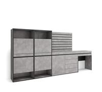 Skraut Home | Meuble à Chaussures | Meuble Rangement Chaussures | 297x145x35 cm | Chambre à Coucher, pièce | Commode, Buffet | Panneaux Muraux en Bois | Coiffeuse | Style Moderne | Ciment