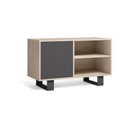 Skraut Home | Meuble TV 100 | 95 x 40 x 57 cm | Porte Gauche | pour Salon/Salle à Manger | Modèle Wind | Finition Couleur Chêne/Gris Anthracite