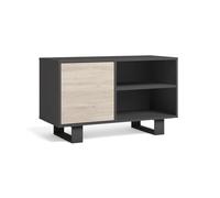 Skraut Home | Meuble TV 100 | 95 x 40 x 57 cm | Porte Gauche | pour Salon/Salle à Manger | Modèle Wind | Finition Couleur Gris Anthracite/Chêne