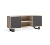 Skraut Home | Meuble TV 140 avec 2 Portes | 140 x 40 x 57 cm | pour Salon/Salle à Manger | Modèle Wind | Finition Couleur Chêne/Gris Anthracite