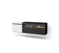 Skraut Home | Meuble TV | Banc Télé | Grand Espace de Rangement | 150x45x35cm | pour Les TV jusqu'à 65" | Cheminée électrique | Suspendu, Mural | Style Moderne | Blanc et Noir