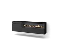 Skraut Home | Meuble TV | Banc Télé | Grand Espace de Rangement | 150x45x35cm | pour Les TV jusqu'à 65" | Cheminée électrique | Suspendu, Mural | Style Moderne | Noirs
