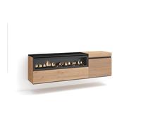 Skraut Home | Meuble TV | Banc Télé | Grand Espace de Rangement | 150x45x35cm | pour Les TV jusqu'à 65" | Cheminée électrique | Suspendu, Mural | Style Moderne | Chêne
