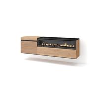 Skraut Home | Meuble TV | Banc Télé | Grand Espace de Rangement | 150x45x35cm | pour Les TV jusqu'à 65" | Cheminée électrique | Suspendu, Mural | Style Moderne | Chêne