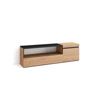 Skraut Home | Meuble TV | Banc Télé | Grand Espace de Rangement | 150x45x35cm | pour Les TV jusqu'à 65" | Meubles de Salon | Style Moderne | Chêne et Noir