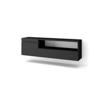 Skraut Home | Meuble TV | Banc Télé | Grand Espace de Rangement | 150x45x35cm | pour Les TV jusqu'à 65" | Suspendu, Mural | Style Moderne | Noirs