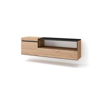 Skraut Home | Meuble TV | Banc Télé | Grand Espace de Rangement | 150x45x35cm | pour Les TV jusqu'à 65" | Suspendu, Mural | Style Moderne | Chêne et Noir