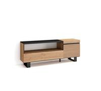 Skraut Home | Meuble TV | Banc Télé | Grand Espace de Rangement | 150x57x35cm | pour Les TV jusqu'à 65" | Design Industriel | Style Moderne | Chêne