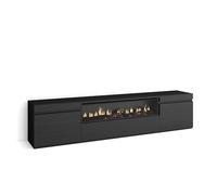 Skraut Home | Meuble TV | Banc Télé | Grand Espace de Rangement | 200x45x35cm | pour Les TV jusqu'à 80" | Cheminée électrique | Style Moderne | Noirs