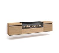 Skraut Home | Meuble TV | Banc Télé | Grand Espace de Rangement | 200x45x35cm | pour Les TV jusqu'à 80" | Cheminée électrique | Suspendu, Mural | Style Moderne | Chêne