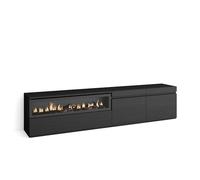 Skraut Home | Meuble TV | Banc Télé | Grand Espace de Rangement | 200x45x35cm | pour Les TV jusqu'à 80" | Cheminée électrique | Style Moderne | Noirs