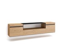Skraut Home | Meuble TV | Banc Télé | Grand Espace de Rangement | 200x45x35cm | pour Les TV jusqu'à 80" | Suspendu, Mural | Style Moderne | Chêne et Noir