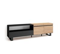 Skraut Home | Meuble TV | Banc Télé | Grand Espace de Rangement | 200x57x35cm | pour Les TV jusqu'à 80" | Design Industriel | Style Moderne | Chêne et Noir
