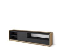 Skraut Home | Meuble TV | Banc Télé | Grand Espace de Rangement | 207x50x37 cm | pour Les TV jusqu'à 80" | Meubles de Salon | Style Moderne | Noir et chêne