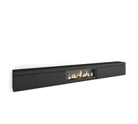 Skraut Home | Meuble TV | Banc Télé | Grand Espace de Rangement | 368x45x35 | Cheminée électrique XXL | Style Moderne | Noir