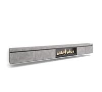 Skraut Home | Meuble TV | Banc Télé | Grand Espace de Rangement | 368x45x35 | Cheminée électrique XXL | Suspendu, Mural | Style Moderne | Ciment