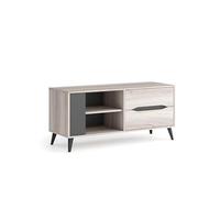 Skraut Home | Meuble TV De Salon | 51 x 113 x 40 cm | Convient Aux Téléviseurs 32/40/42/50" | Modèle Kai | Structure De Couleur Chêne/Gris | Porte Couleur Gris