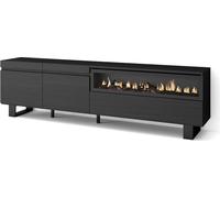 Skraut Home | Meuble TV, Lowboard | Salon, salle à manger | 200x57x35cm | Pour TVs jusqu'à 80" | Cheminée électrique | Design industriel | Style moderne