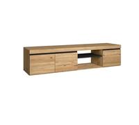 Skraut Home | Meuble TV Modèle Naturale | Couleur Chêne/Noir | Salon-séjour | Support Télévision avec étagères et placards de Rangement | 160 x 40 x 41 cm(Naturale 160)