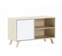 Skraut Home | Meuble TV pour Salon | 57 X 95 X 40 cm | Convient pour TV 32/40" | Modèle Wind 100 | Puccini | Porte Pliante Blanche