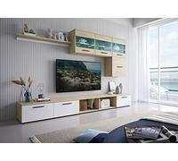 Skraut Home | Meubles de Salon | 250 x 190 x 42 cm | Ensemble de Meubles Salon| Unité Murale| Meuble Bas TV| Salle à Manger| Ensemble de séjour avec ilumination LED.