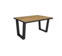 Skraut Home | Table à Manger | Meuble Salle à Manger | 140x90x74 cm | pour 6 Personnes | Meubles de Salon | Style Industriel | Chêne et Noir