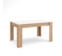 Skraut Home | Table à Manger | Meuble Salle à Manger | 140x90x76 cm | pour 6 Personnes | Meubles de Salon | Style Moderne | Blanc et Chêne