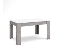 Skraut Home | Table à Manger | Meuble Salle à Manger | 140x90x76 cm | pour 6 Personnes | Meubles de Salon | Style Moderne | Blanc et Ciment