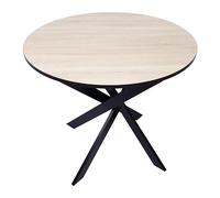 Skraut Home | Table à Manger Ronde Fixe | Modèle Zen | 90 x 90 x 77 cm | Capacité jusqu'à 4 Personnes | Matériaux résistants (Chêne/Noir + Pieds Noirs, 90cm)