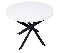 Skraut Home | Table à Manger Ronde Fixe | Modèle Zen | 90 x 90 x 77 cm | Capacité jusqu'à 4 Personnes | Matériaux résistants (Blanc + Pieds Noirs, 90cm)