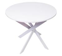 Skraut Home | Table à Manger Ronde Fixe | Modèle Zen | 90 x 90 x 77 cm | Capacité jusqu'à 4 Personnes | Matériaux résistants (Blanc + Pieds Blancs, 90cm)