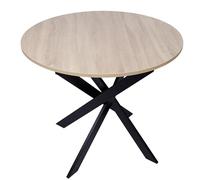 Skraut Home | Table à Manger Ronde Fixe | Modèle Zen | 90 x 90 x 77 cm | Capacité jusqu'à 4 Personnes | Matériaux résistants (Chêne + Pieds Noirs, 90cm)