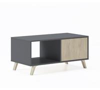 Table Basse Avec Portes, Wind, Gris Anthracite, Portes Puccini, 92x50x45cm Gris