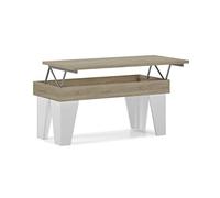 Skraut Home - Table Basse avec Plateau relevable, Salle à Manger, Modèle KL, Chêne Clair - Blanc Mat, 92x50x45/57cm