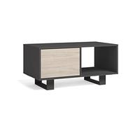 Skraut Home | Table Basse avec Portes | 92 x 50 x 45 cm | pour Salle à Manger | Modèle Wind | Finition Couleur Gris/Chêne