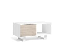 Skraut Home | Table Basse avec Portes| 92 x 50 x 45 cm| Salle à Manger| Modèle Wind| Couleur Blanc/Chêne
