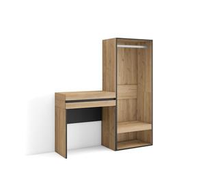 Skraut Home | Table Console d'Entrée | Grand Espace de Rangement | 130x145x35 cm | avec tiroir | Vestiaire Ouvert | Style Moderne | Chêne
