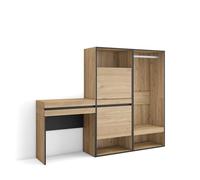 Skraut Home | Table Console d'Entrée | Grand Espace de Rangement | 190x145x35 cm | avec tiroir | Meuble à Chaussures | Vestiaire Ouvert | Style Moderne | Chêne