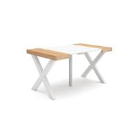 Skraut Home | Table Console Extensible | Console Meuble | 140 | pour 6 Personnes | Pieds Bois Massif | Style Moderne | Chêne et Blanc