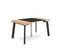 Skraut Home | Table Console Extensible | Console Meuble | 140 | pour 6 Personnes | Pieds en Bois | Style Moderne | Chêne et Noir