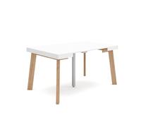 Skraut Home | Table Console Extensible | Console Meuble | 140 | pour 6 Personnes | Pieds en Bois | Style Moderne | Blanc