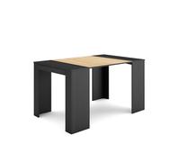 Skraut Home | Table Console Extensible | Console Meuble | 140 | pour 6 Personnes | Table à Manger | Style Moderne | Noir et chêne