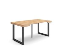 Skraut Home | Table Console Extensible | Console Meuble | 160 | pour 8 Personnes | Pieds Bois Massif | Style Moderne | Chêne