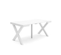 Skraut Home | Table Console Extensible | Console Meuble | 160 | pour 8 Personnes | Pieds Bois Massif | Style Moderne | Blanc