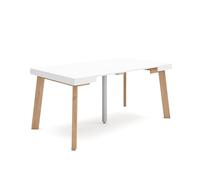 Skraut Home | Table Console Extensible | Console Meuble | 160 | pour 8 Personnes | Pieds en Bois | Style Moderne | Blanc