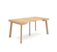 Skraut Home | Table Console Extensible | Console Meuble | 160 | pour 8 Personnes | Pieds en Bois | Style Moderne | Chêne