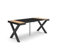 Skraut Home | Table Console Extensible | Console Meuble | 180 | pour 8 Personnes | Pieds Bois Massif | Style Moderne | Chêne et Noir