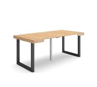 Skraut Home | Table Console Extensible | Console Meuble | 180 | pour 8 Personnes | Pieds Bois Massif | Style Moderne | Chêne