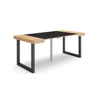 Skraut Home | Table Console Extensible | Console Meuble | 180 | pour 8 Personnes | Pieds Bois Massif | Style Moderne | Chêne et Noir